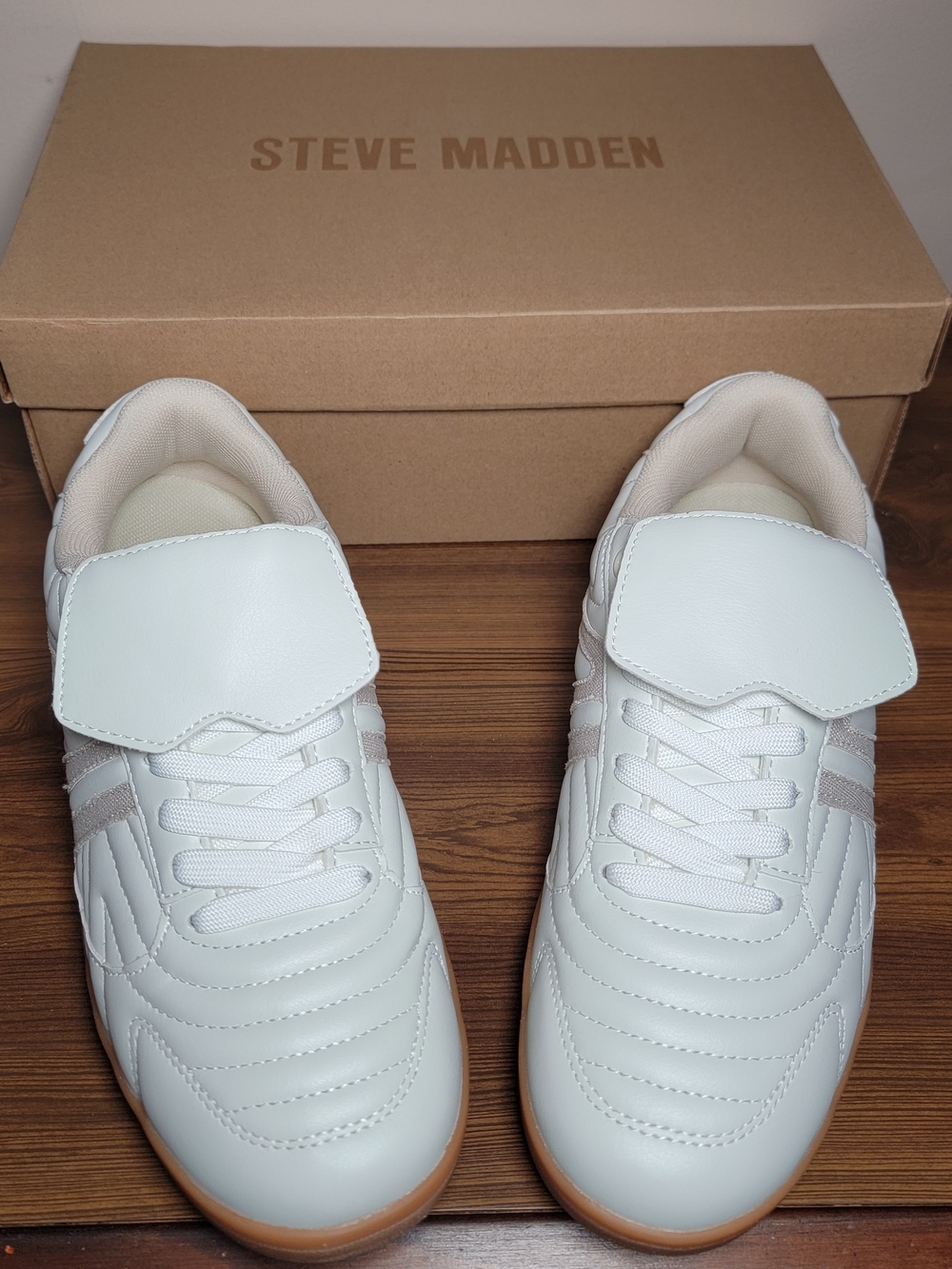 Steve Madden Madrid Women’s White Leather Trainers - Size 8.5M